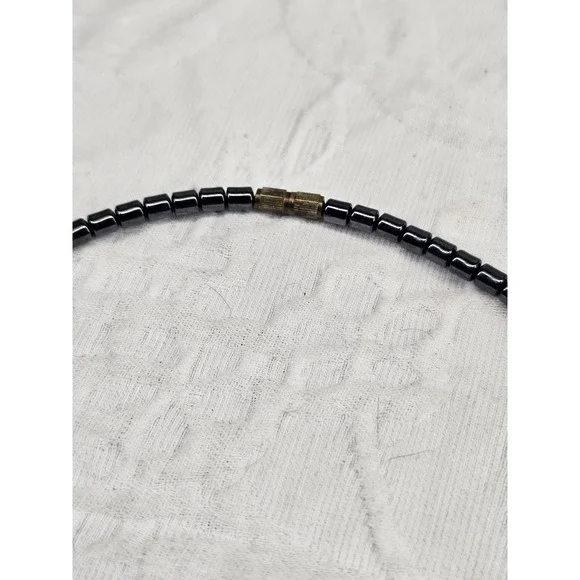 Vtg native Hematite Magnetic Necklace Beads Healing Energy Therapy Clasp Closure